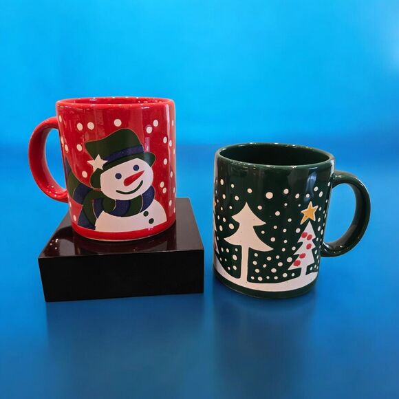 Rare Ornamental Tree Gold Star Waechtersbach Spain GRN Mug & Holiday Red Snowman - Picture 4 of 10